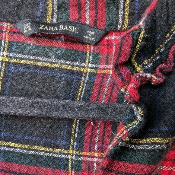 Zara black Stewart tartan v neck mini Dress sz s - Picture 5 of 7